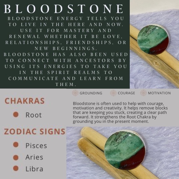 Bloodstone Gemstone Chunky Handmade Ring - Picture 5 of 6